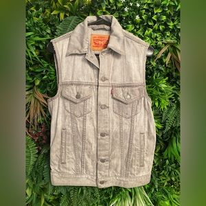 Levi’s Grey Vintage Wash Denim Vest Jacket Size XS Grunge Nirvana